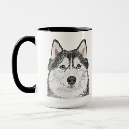 Siberian Husky Waterverf - Gepersonaliseerd insect Mok (Links)