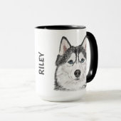 Siberian Husky Waterverf - Gepersonaliseerd insect Mok (Voorkant rechts)