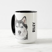 Siberian Husky Waterverf - Gepersonaliseerd insect Mok (Voorkant links)