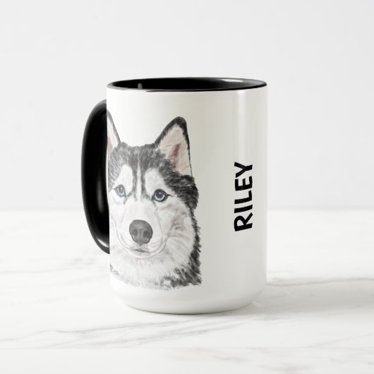 Siberian Husky Waterverf - Gepersonaliseerd insect Mok (Voorkant links)