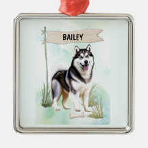 Siberian Husky Waterverf Gepersonaliseerde Hond