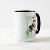 Siberian Husky Waterverf Gepersonaliseerde Hond Mok (Voorkant rechts)