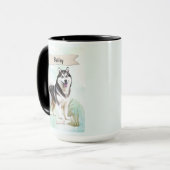 Siberian Husky Waterverf Gepersonaliseerde Hond Mok (Voorkant links)