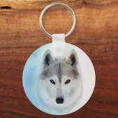 Siberian Husky Waterverf stijl Sleutelhanger (Voorkant)