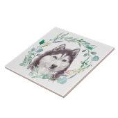 Siberian Husky Waterverf Wreater keramische Tegel Tegeltje (Zijkant)