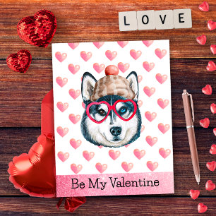 Siberian Husky Wees Mijn Valentijnshond Valentijn Feestdagenkaart