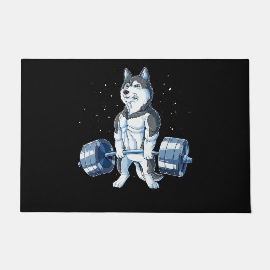 Siberian Husky Weightlift Funny Deadlift Mannen Deurmat (Voorkant)