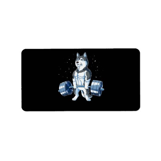 Siberian Husky Weightlift Funny Deadlift Mannen Etiket (Voorkant)