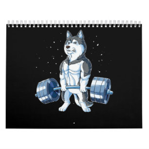 Siberian Husky Weightlift Funny Deadlift Mannen Kalender