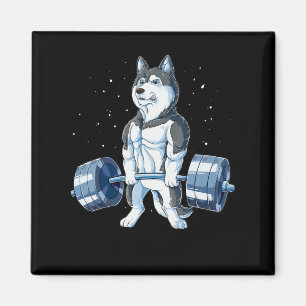 Siberian Husky Weightlift Funny Deadlift Mannen Magneet