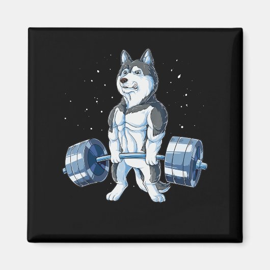 Siberian Husky Weightlift Funny Deadlift Mannen Magneet (Voorkant)