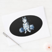 Siberian Husky Weightlift Funny Deadlift Mannen Ovale Sticker (Envelop)