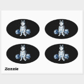 Siberian Husky Weightlift Funny Deadlift Mannen Ovale Sticker (Vel)