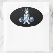 Siberian Husky Weightlift Funny Deadlift Mannen Ovale Sticker (Tas)