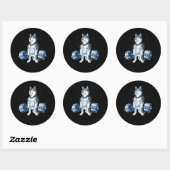 Siberian Husky Weightlift Funny Deadlift Mannen Ronde Sticker (Vel)