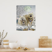 Siberian Husky Winter Scene Print (Keuken)