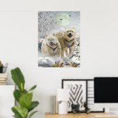 Siberian Husky Winter Scene Print (Thuiskantoor)