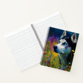 Siberian Husky with wildflowers Notitieboek (Binnen)