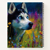 Siberian Husky with wildflowers Notitieboek (Achterkant)