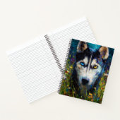 Siberian Husky with Wildflowers Portrait Notitieboek (Binnen)