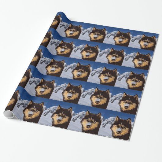Siberian Husky Wrapping Paper Cadeaupapier (Uitgerold)