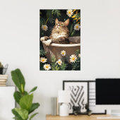 Siberian In Bathtub Poster, Funny Cat Poster (Thuiskantoor)