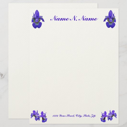 Siberian Iris Letterhead Persoonlijk Briefhoofd (Voorkant / Achterkant)