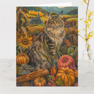 Siberian Kat Oogst Dankdag Kaart