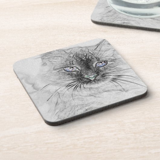 Siberian Kitty Cat Napping op het marmer Slab Onderzetter (Linkerzijde)