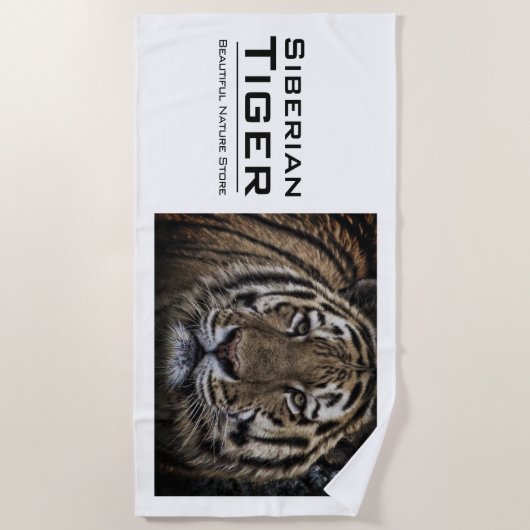 Siberian Tiger:Beach Towel Strandlaken (Voorkant)