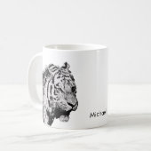 Siberian Tiger Black white sketch, persoonlijke na Koffiemok (Voorkant links)