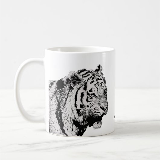 Siberian Tiger Black white sketch, persoonlijke na Koffiemok (Links)