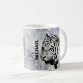 Siberian Tiger grijs monogram Koffiemok (Voorkant rechts)