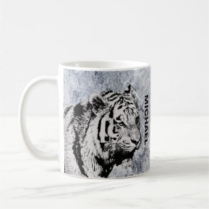 Siberian Tiger grijs monogram Koffiemok