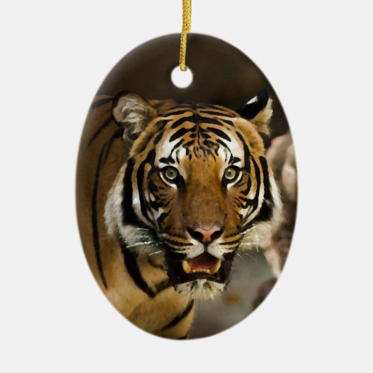 Siberian Tiger Keramisch Ornament (Voorkant)