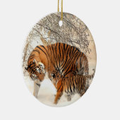 Siberian Tiger moeder en Kitten Keramisch Ornament (Rechts)