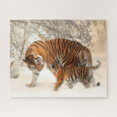 Siberian Tiger moeder en Kitten Legpuzzel (Horizontaal)