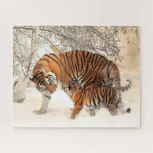 Siberian Tiger moeder en Kitten Legpuzzel (Horizontaal)