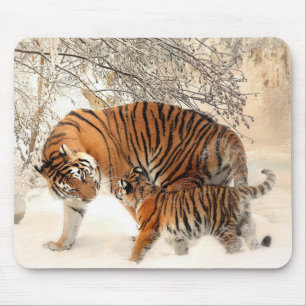 Siberian Tiger moeder en Kitten Muismat