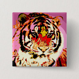 Siberian Tiger Vierkante Button 5,1 Cm