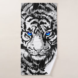 Siberian White Tiger Head - Tiger Blue Eyes Badhanddoek