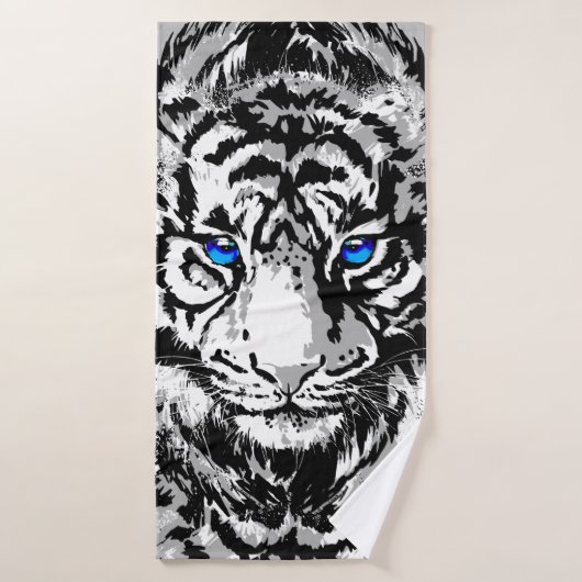 Siberian White Tiger Head - Tiger Blue Eyes Badhanddoek (Badhanddoek)