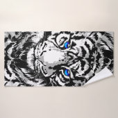 Siberian White Tiger Head - Tiger Blue Eyes Badhanddoek (Badhanddoek)
