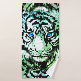 Siberian White Tiger Head - Tiger Blue Eyes Badhanddoek