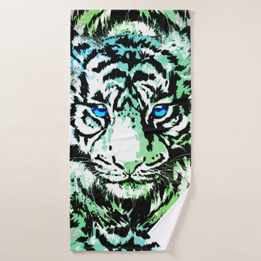 Siberian White Tiger Head - Tiger Blue Eyes Badhanddoek (Badhanddoek)