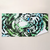 Siberian White Tiger Head - Tiger Blue Eyes Badhanddoek (Badhanddoek)