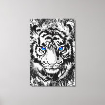 Siberian White Tiger Head - Tiger Blue Eyes Canvas