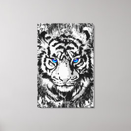 Siberian White Tiger Head - Tiger Blue Eyes Canvas