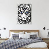 Siberian White Tiger Head - Tiger Blue Eyes Canvas (Insitu (Slaapkamer))