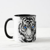 Siberian White Tiger Head - Tiger Blue Eyes Coffee Mok (Links)